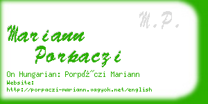 mariann porpaczi business card